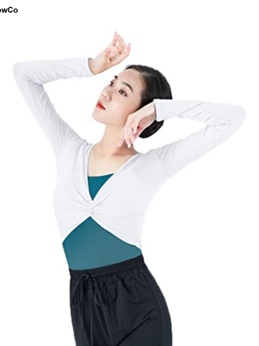 Cotton Ballet Wrap Top Long Sleeve Pullover Shrug Sweater Dance
